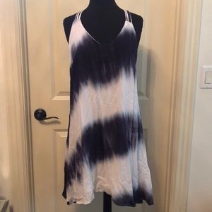 navy and white tie dye dress